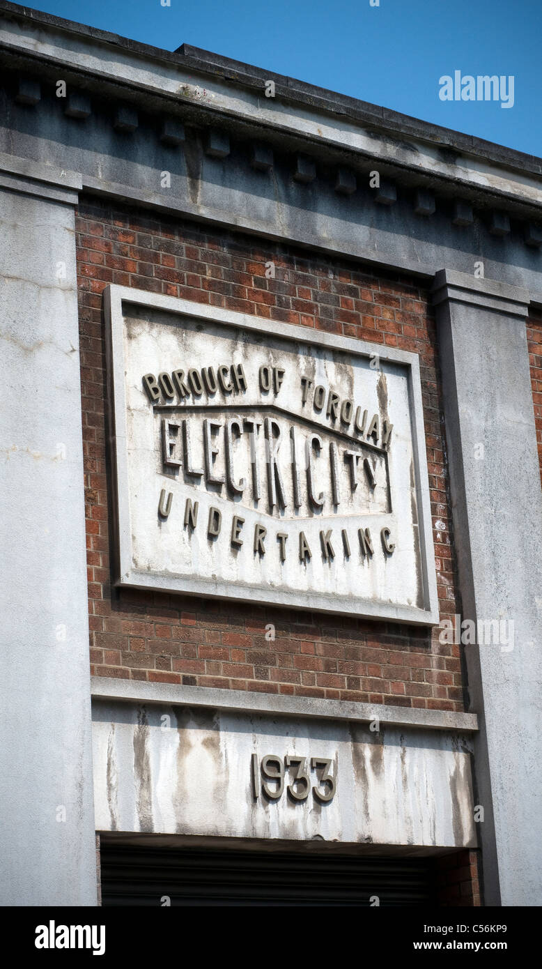 Borough of Torquay electricity undertaking 1933,art deco sub station Stock Photo