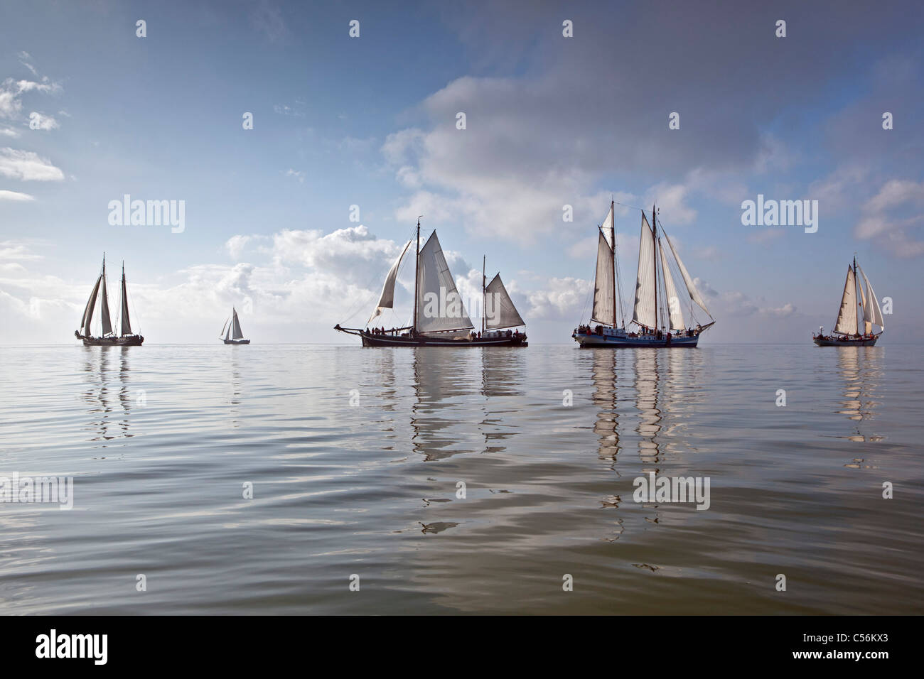 The Netherlands, Enkhuizen. Yearly race of traditional sailing ships called Klipperrace on lake called IJsselmeer. Stock Photo