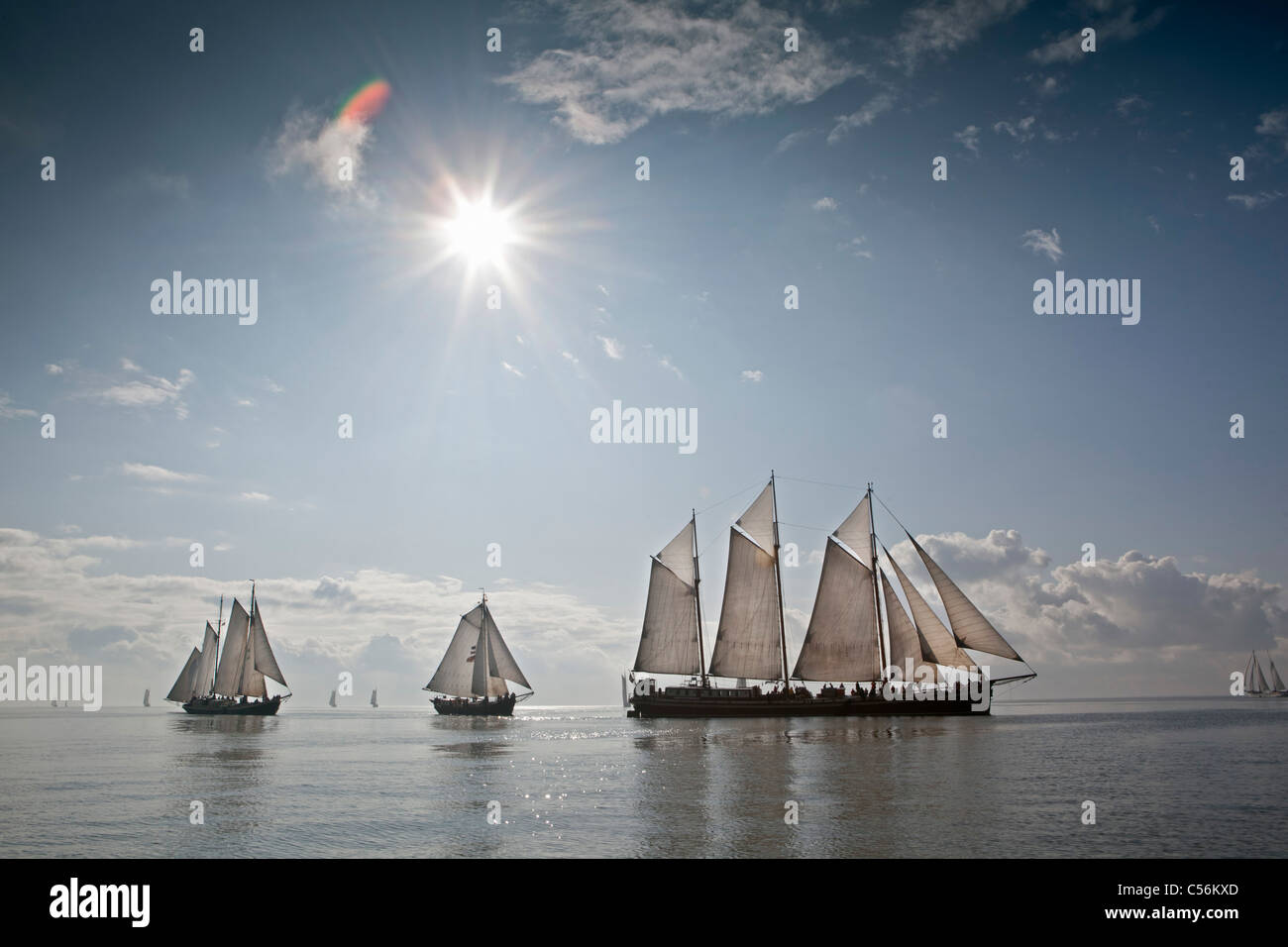 The Netherlands, Enkhuizen. Yearly race of traditional sailing ships called Klipperrace on lake called IJsselmeer. Stock Photo