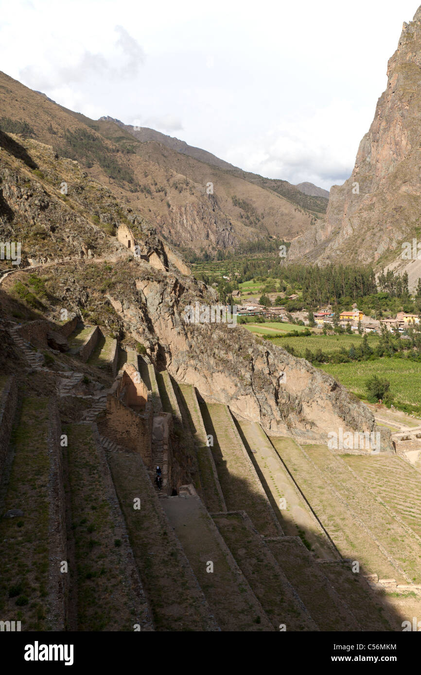 The historic Incan ruins at Ollantaytambo, Peru Stock Photo