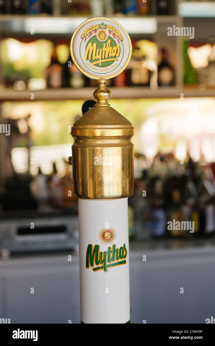 Greek Mythos beer pump Stock Photo