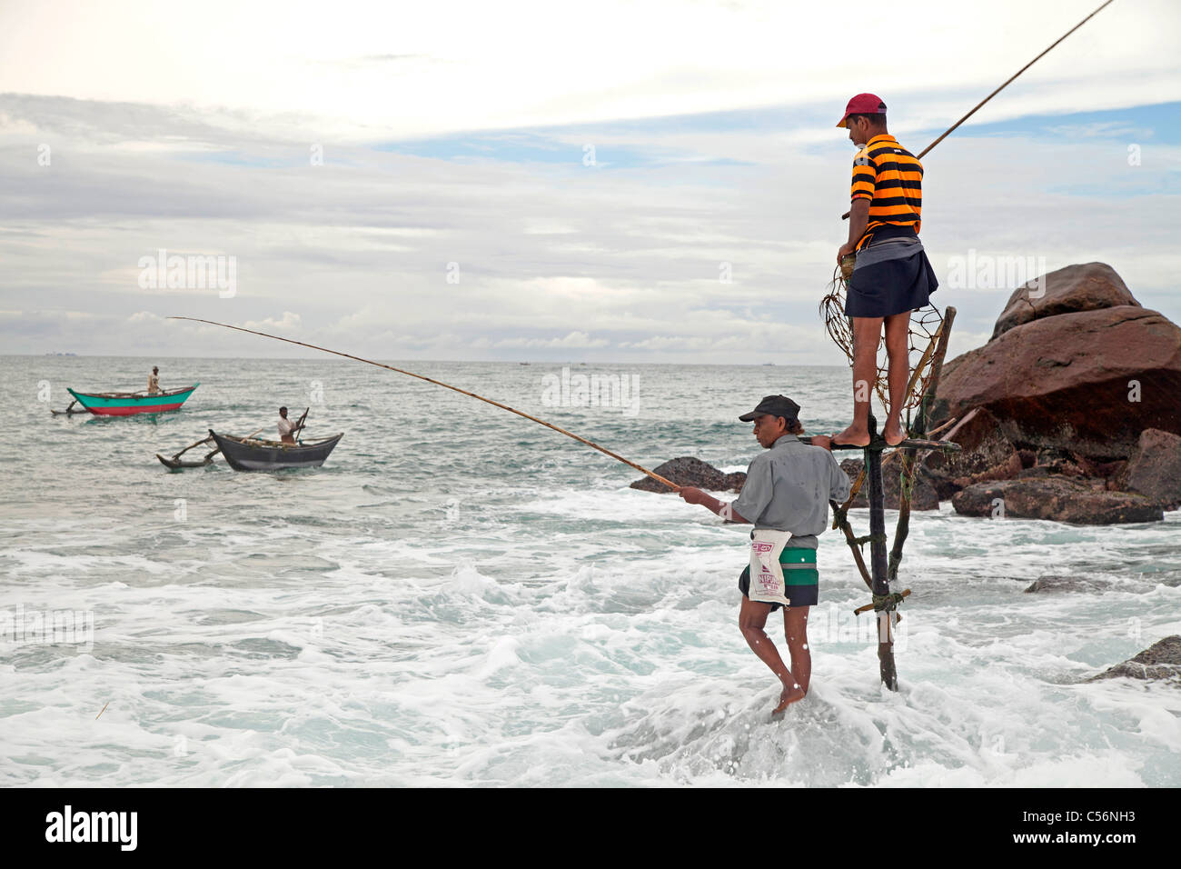 stilt fishing at the coast in Mirissa, Sri Lanka Stock Photo - Alamy