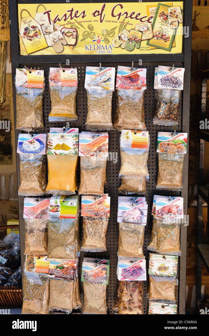 Traditional herb mixes on sale in a Greek shop Stock Photo