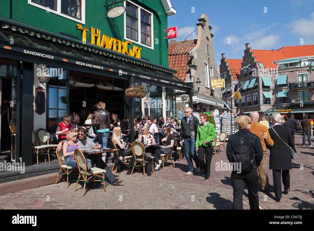 The Netherlands, Volendam, outdoor terrace. Stock Photo