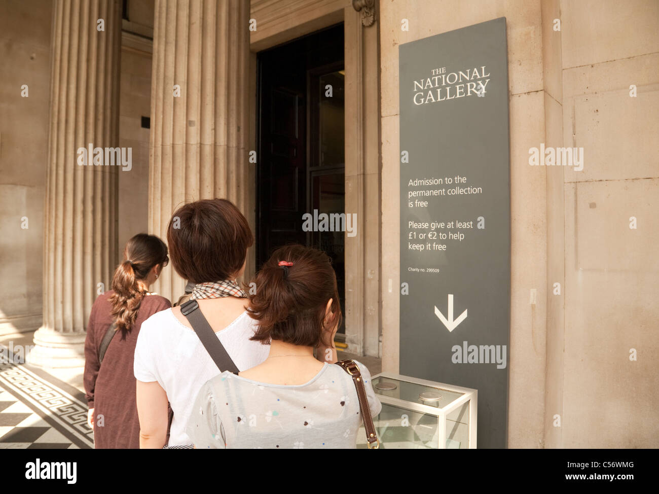 Free entry to the National Gallery, Trafalgar Square London UK Stock Photo
