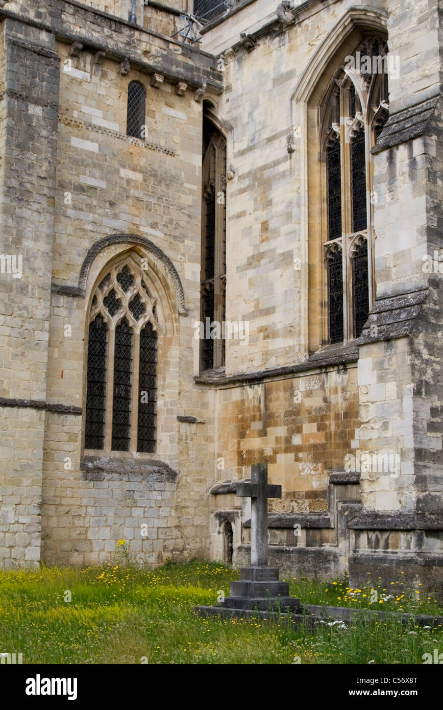 Grave next to Winchester Cathedral in Hampshire Stock Photo