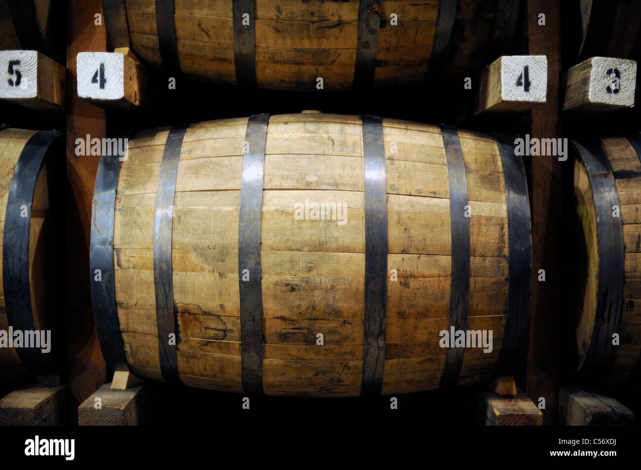 Wooden Whiskey Barrels in Lynchburg, Tennessee, USA Stock Photo Alamy