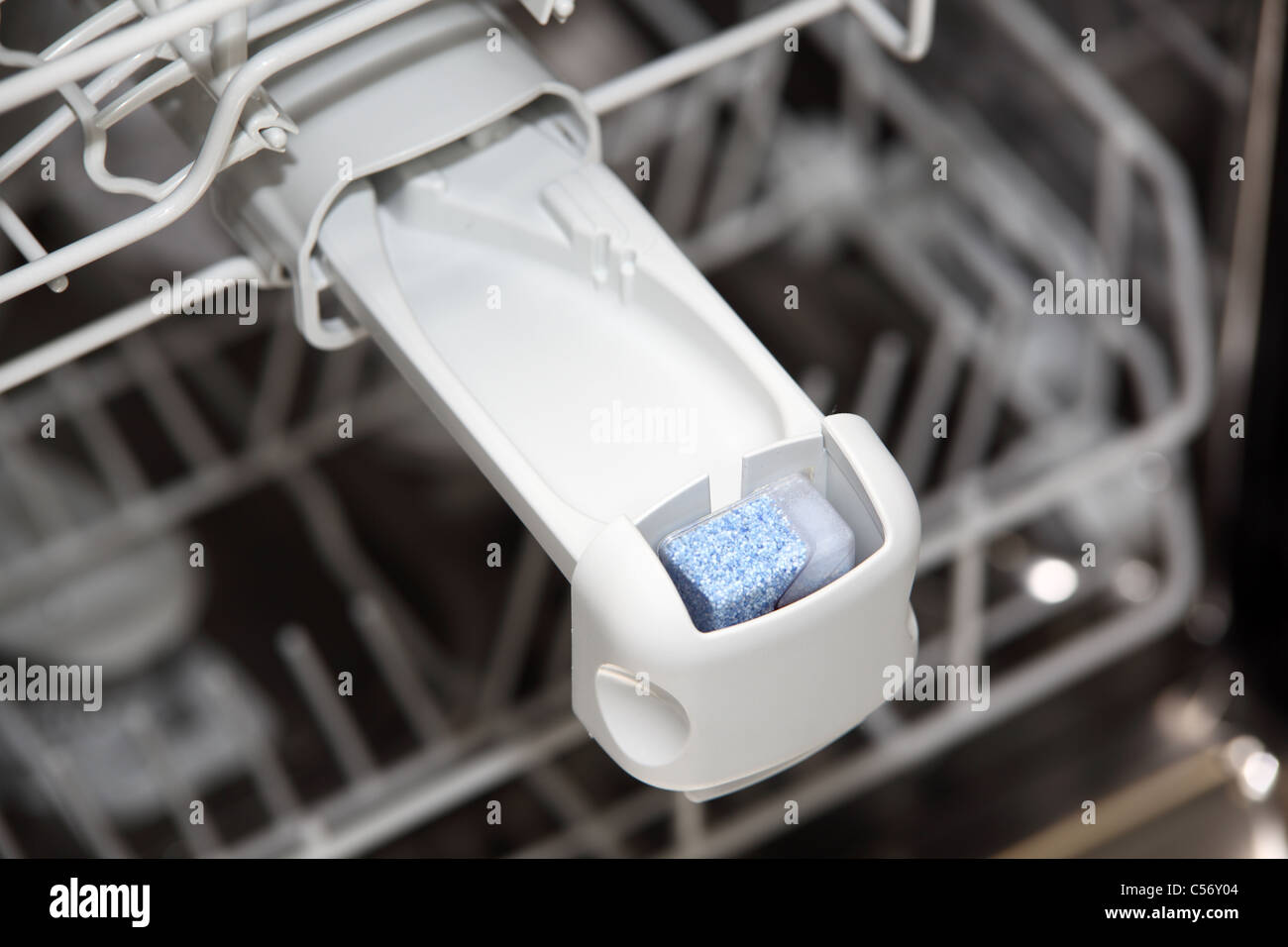 Closeup of tablet in dishwasher detergent box Stock Photo Alamy