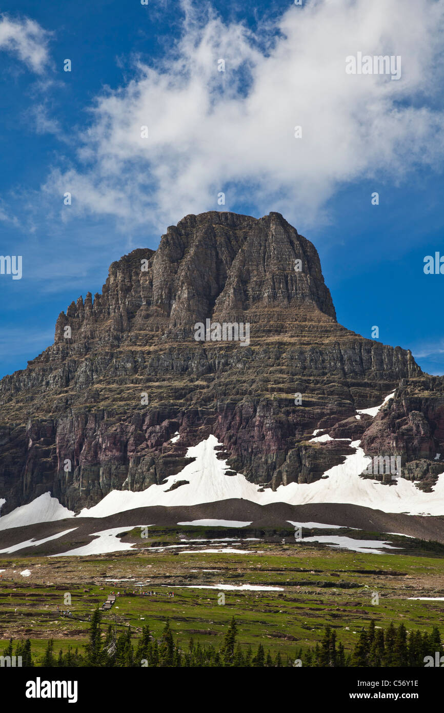 Clements Mountain at Logan Pass in Glacier National Park in Montana. This scene is among the signature images of Glacier NP. Stock Photo