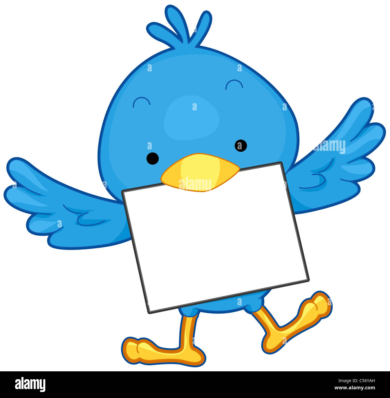 A Flying Little Blue Bird Carrying a Piece of Paper With its Beak Stock ...