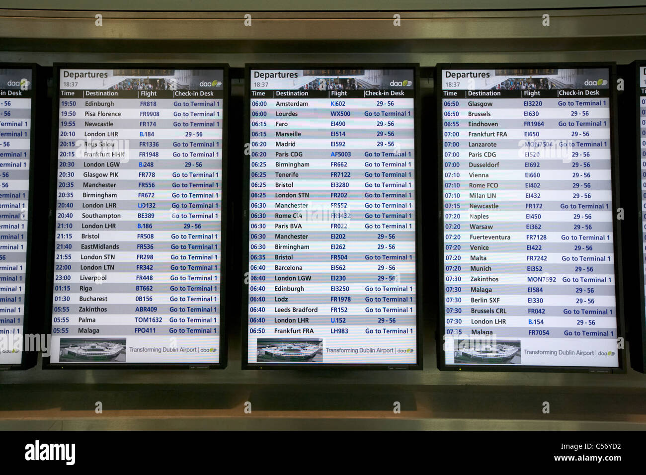 The departures board at dublin airport hires stock photography and