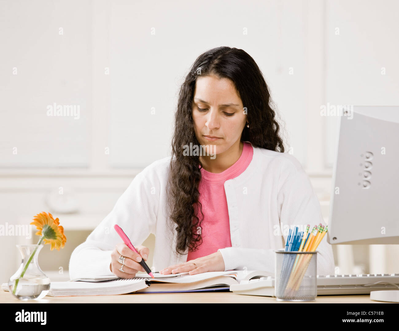 Computer Study Lady Images Woman studying at computer Stock Photo - Alamy