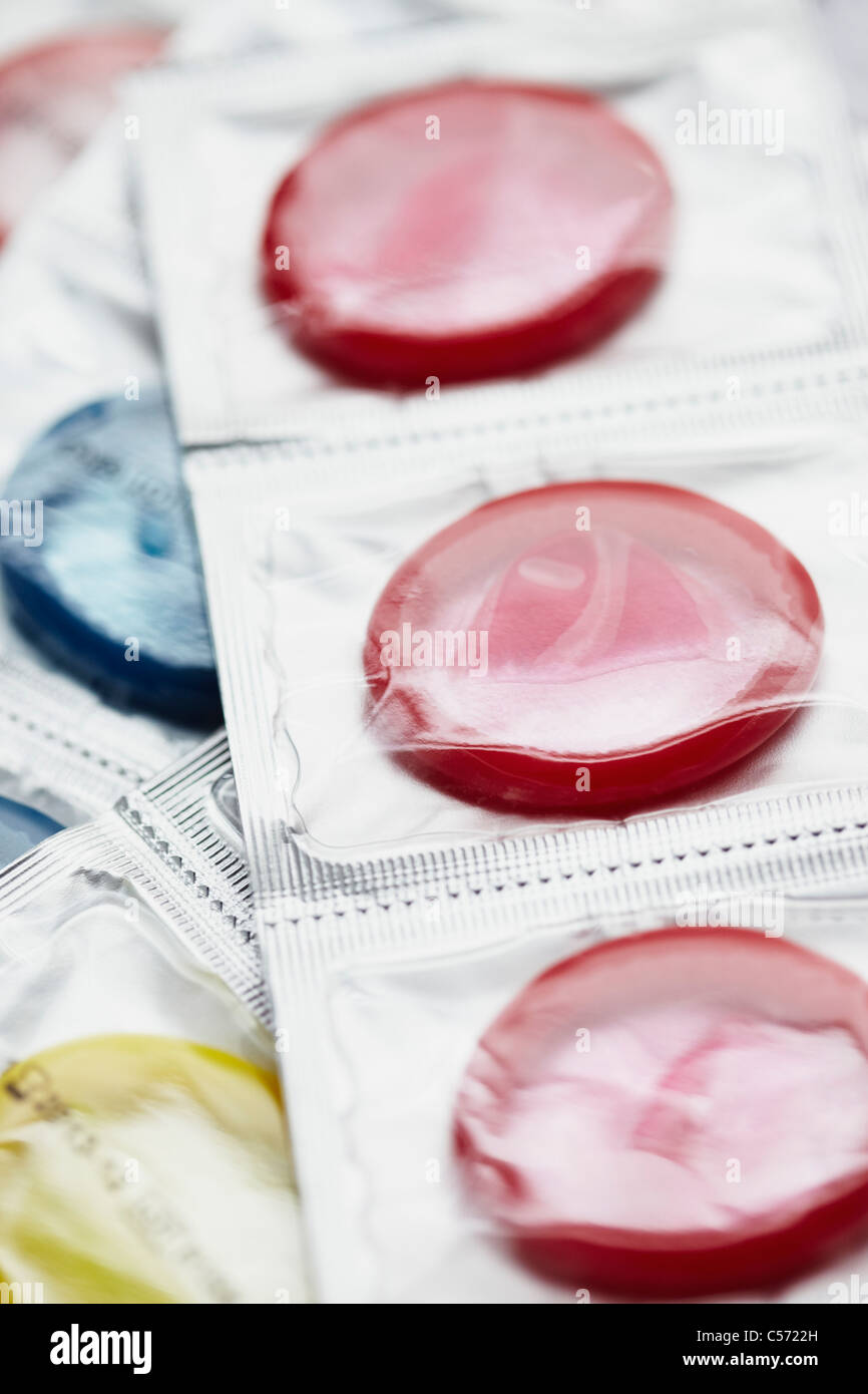 Close up of colorful condoms Stock Photo - Alamy