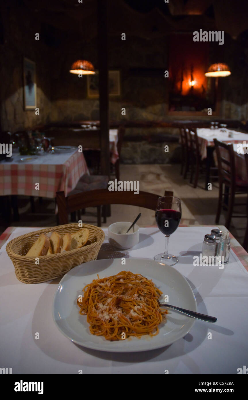 Spahetti bread and wine in Konoba Kod Joze restaurant Split Dalmatia  Croatia Europe Stock Photo - Alamy