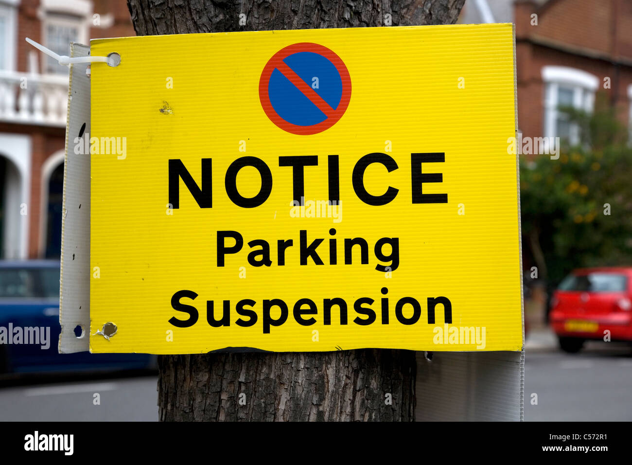 Notice Parking Suspension Stock Photo Alamy
