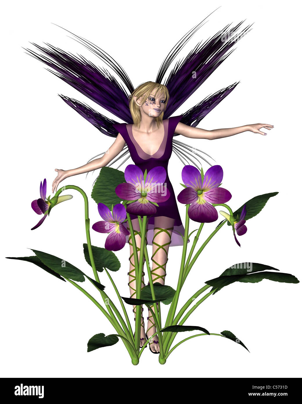 Spring Violet Fairy Stock Photo