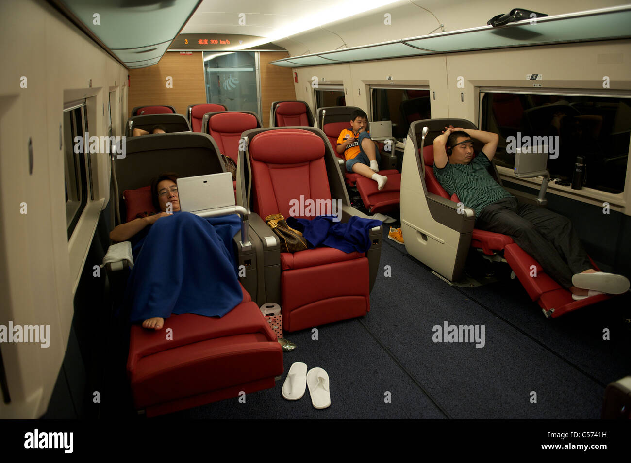 CRH (China Railway HighSpeed) train between Shanghai and Beijing, China. 10Jul2011 Stock