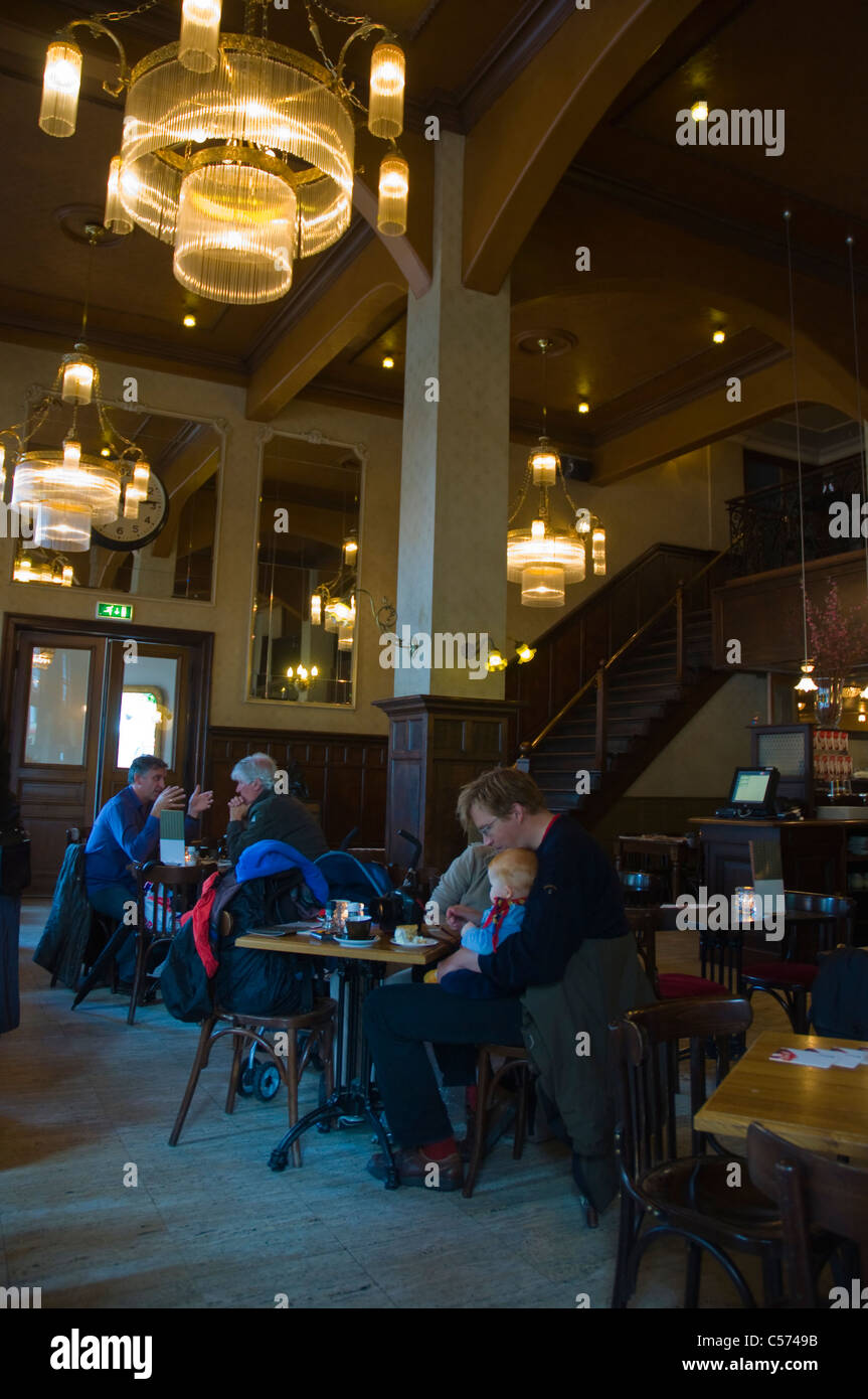 Grand cafe Brinkmann at Grote Markt square Haarlem town the Netherlands Europe Stock Photo