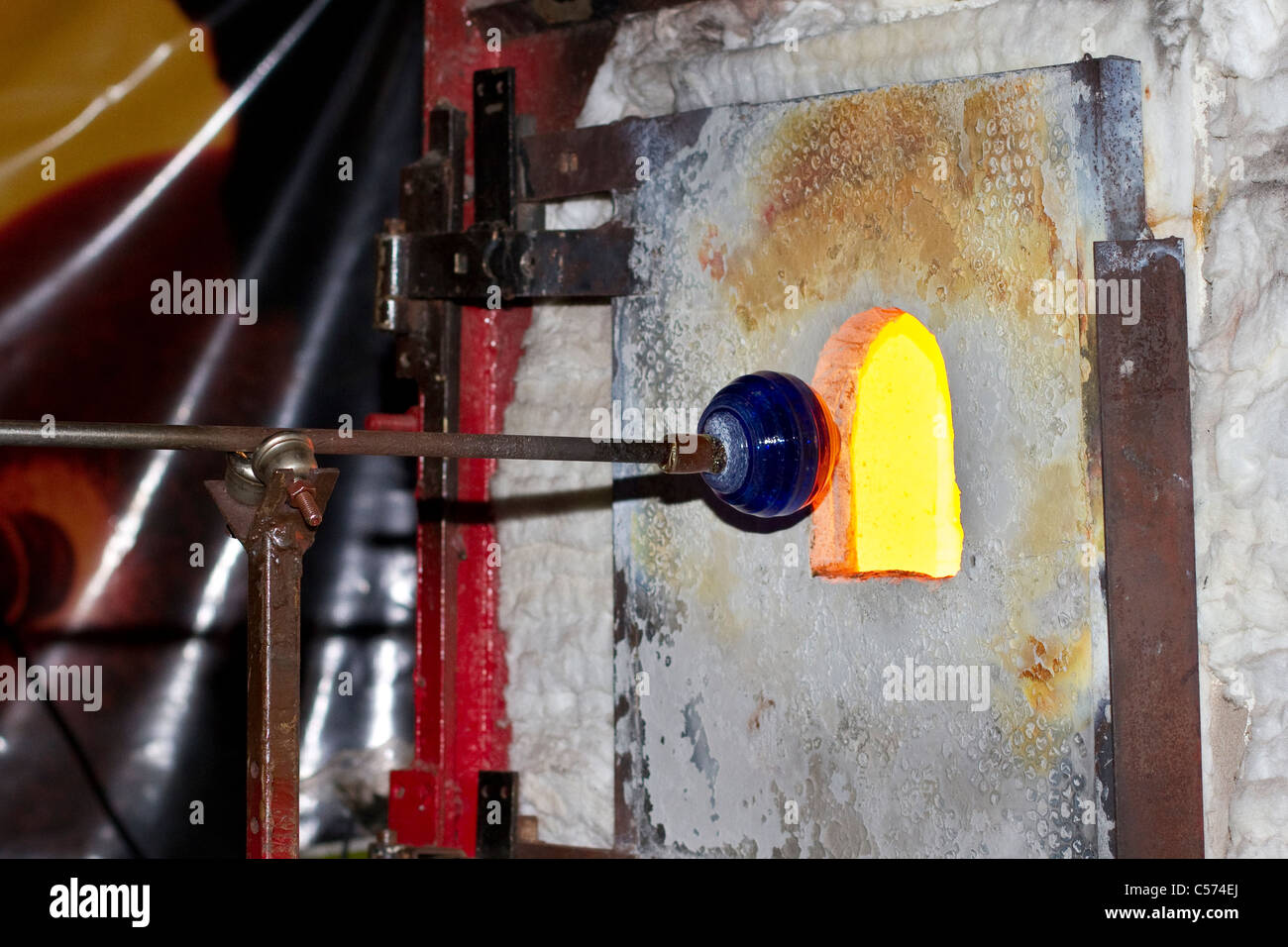 Red hot & kiln & molten glass Furnace. Glass kilns & glassmaking at