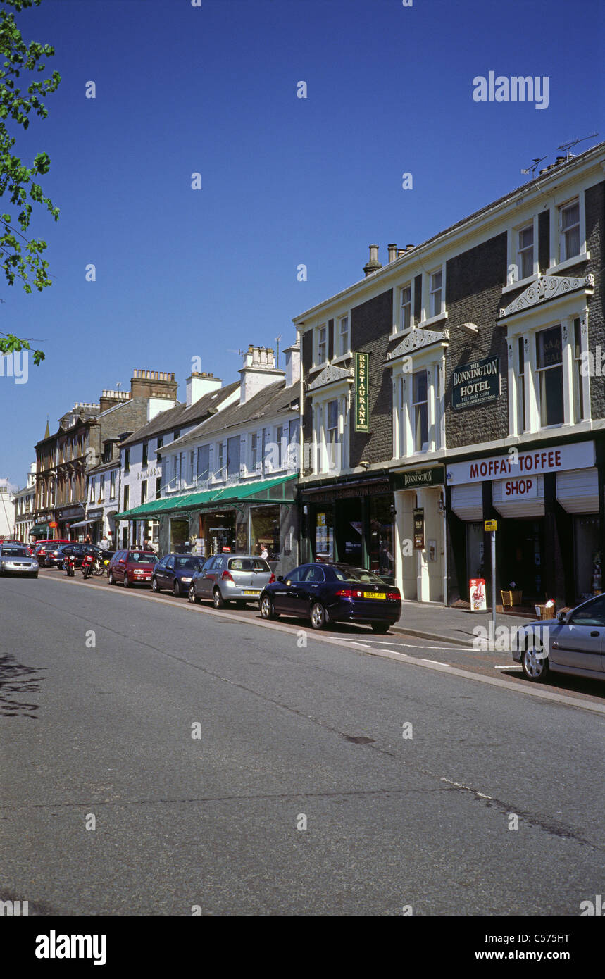 Moffat High Street, ( A701), Dumfries and Galloway, Scotland, UK Stock