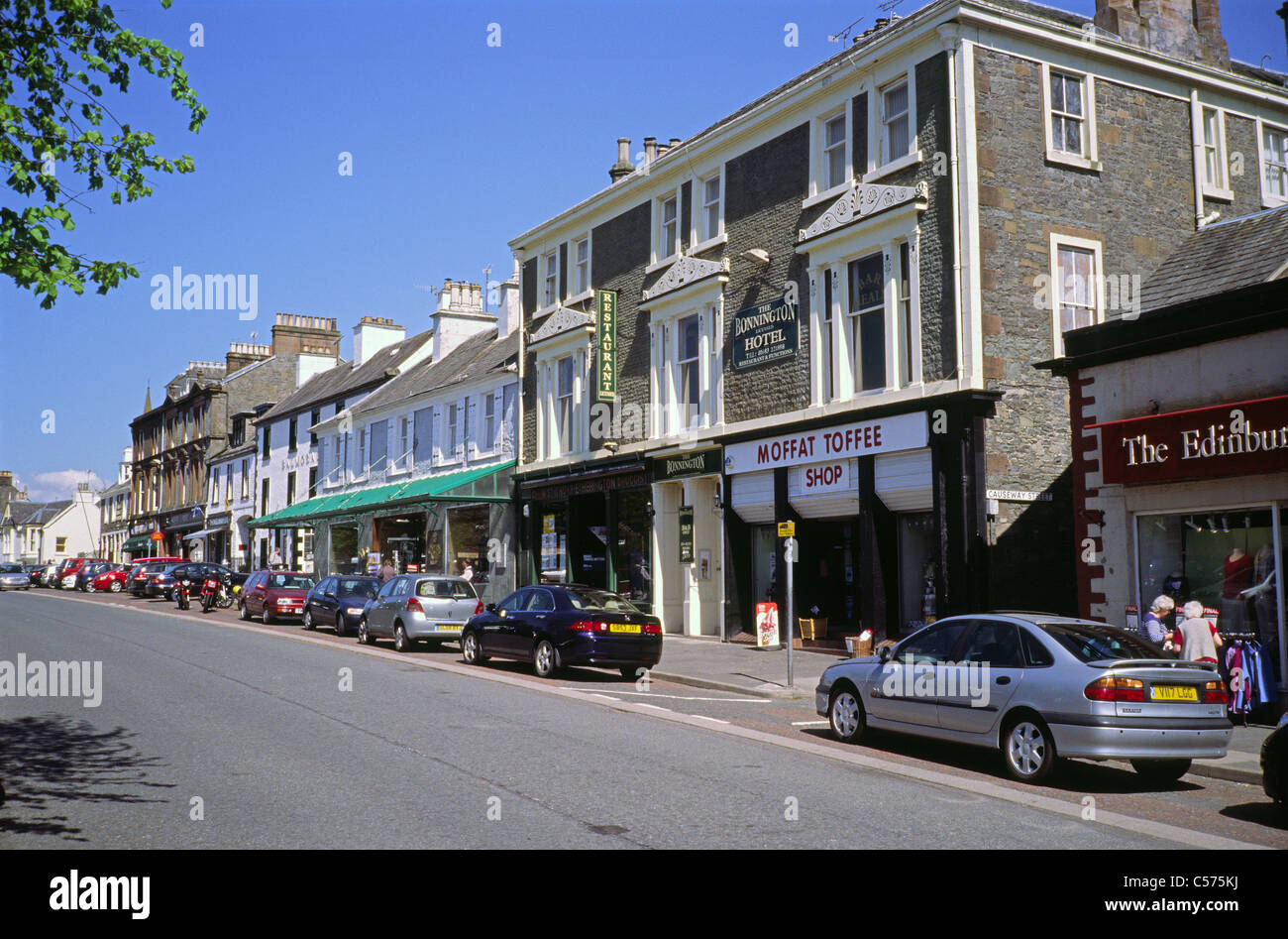 Moffat High Street, ( A701), Dumfries and Galloway, Scotland, UK Stock