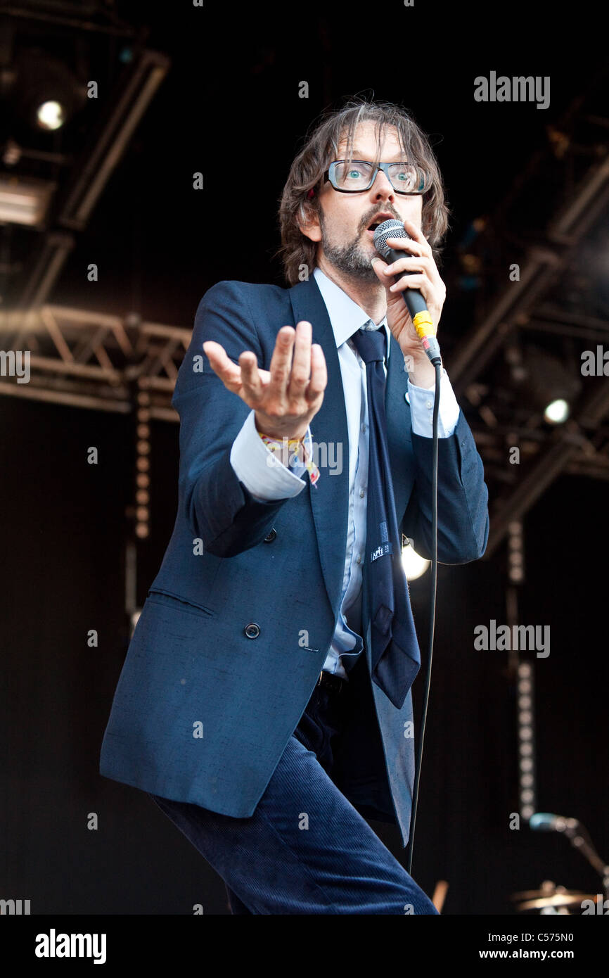 Pulp performing a secret show on the park stage at the Glastonbury Festival 2011 Stock Photo