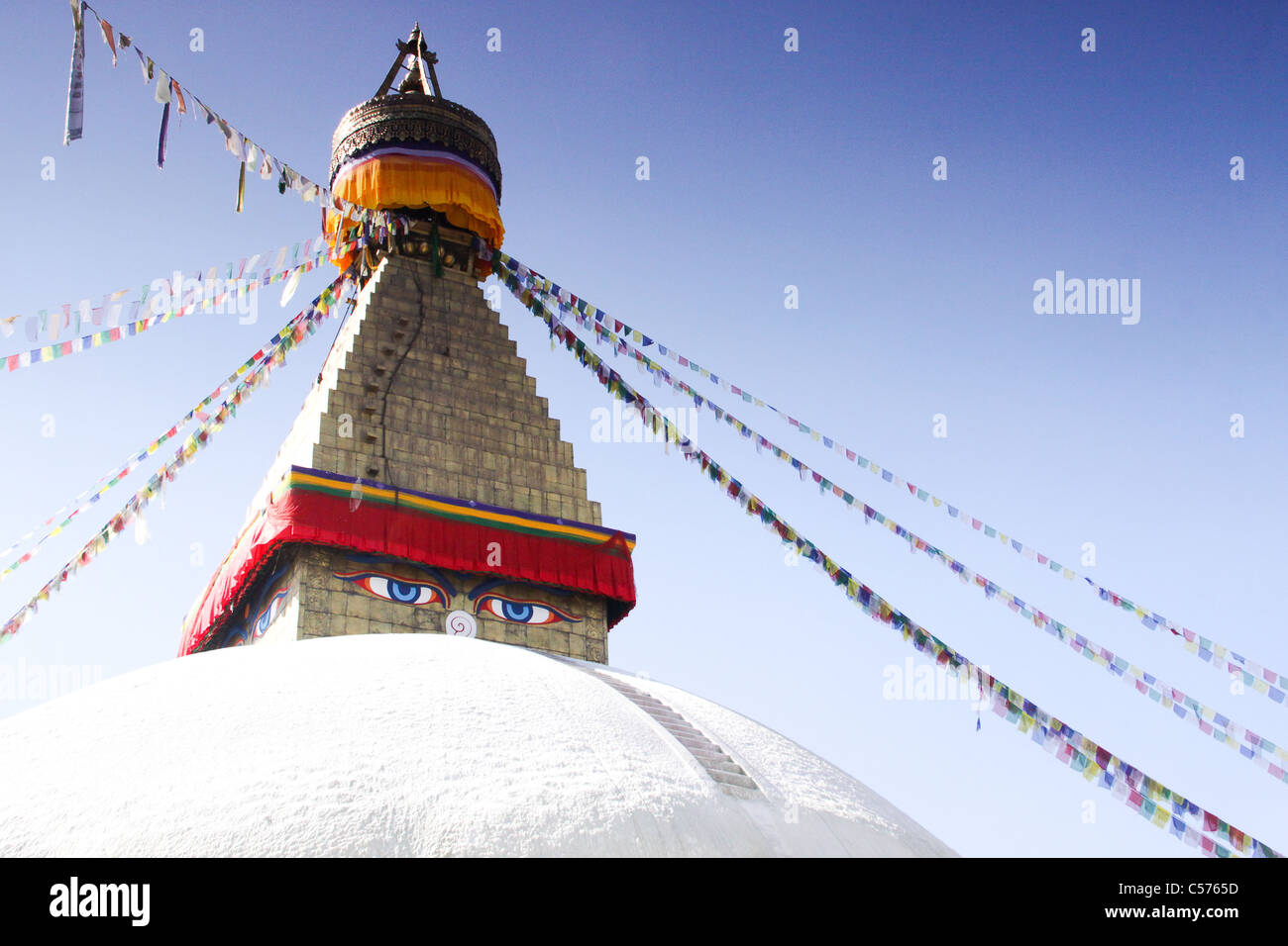 The Bodinath Buddhist Temple (Swayambhunath) In Kathmandu Nepal Stock Photo