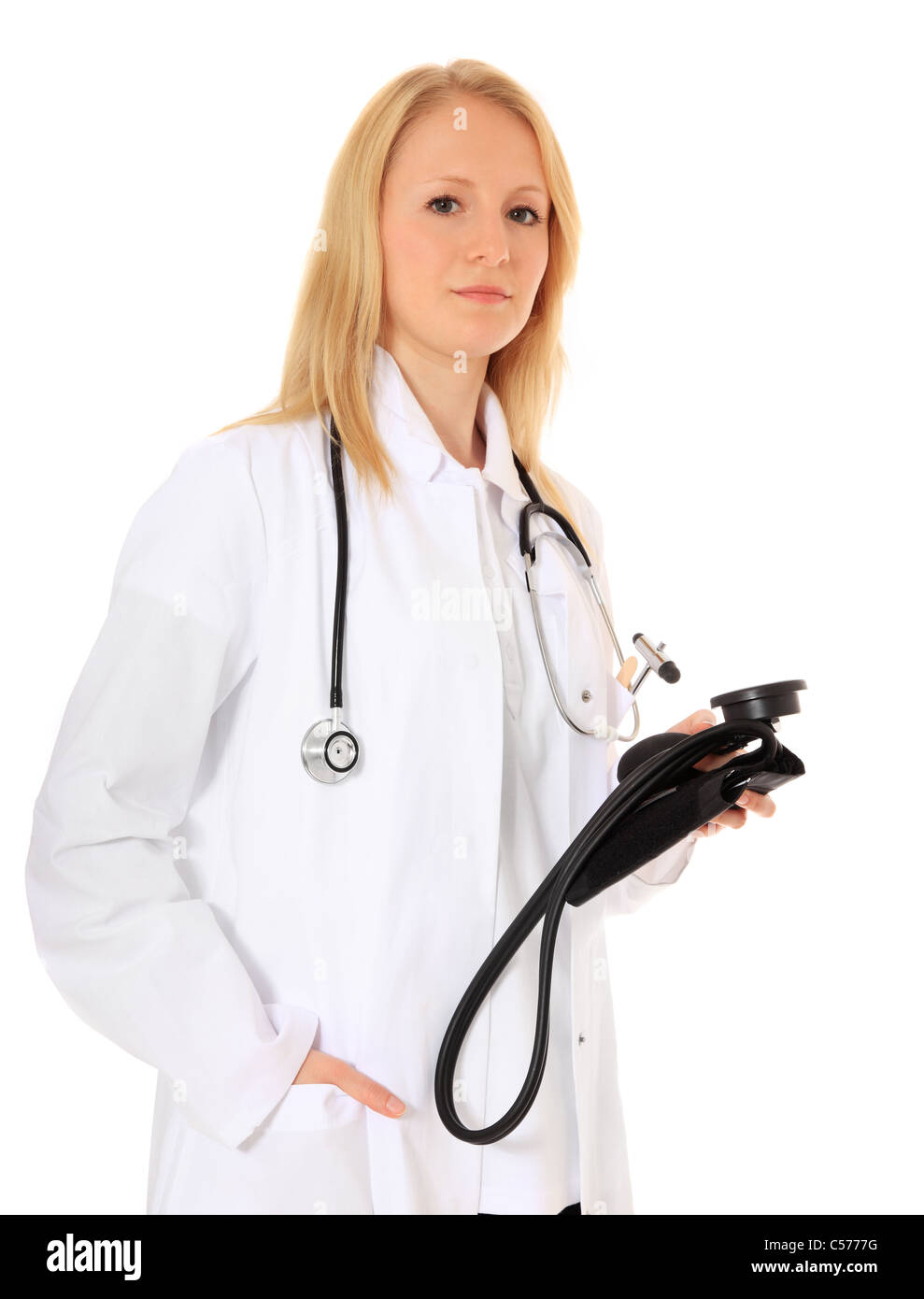 Attractive young doctor. All on white background. Stock Photo