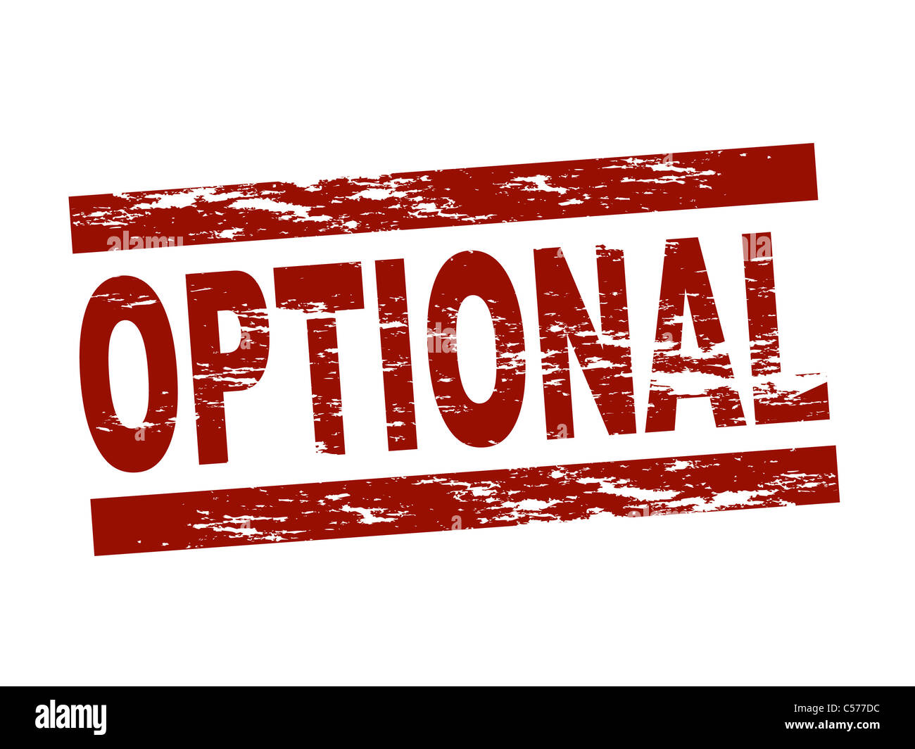 Stylized red stamp showing the term optional. All on white background