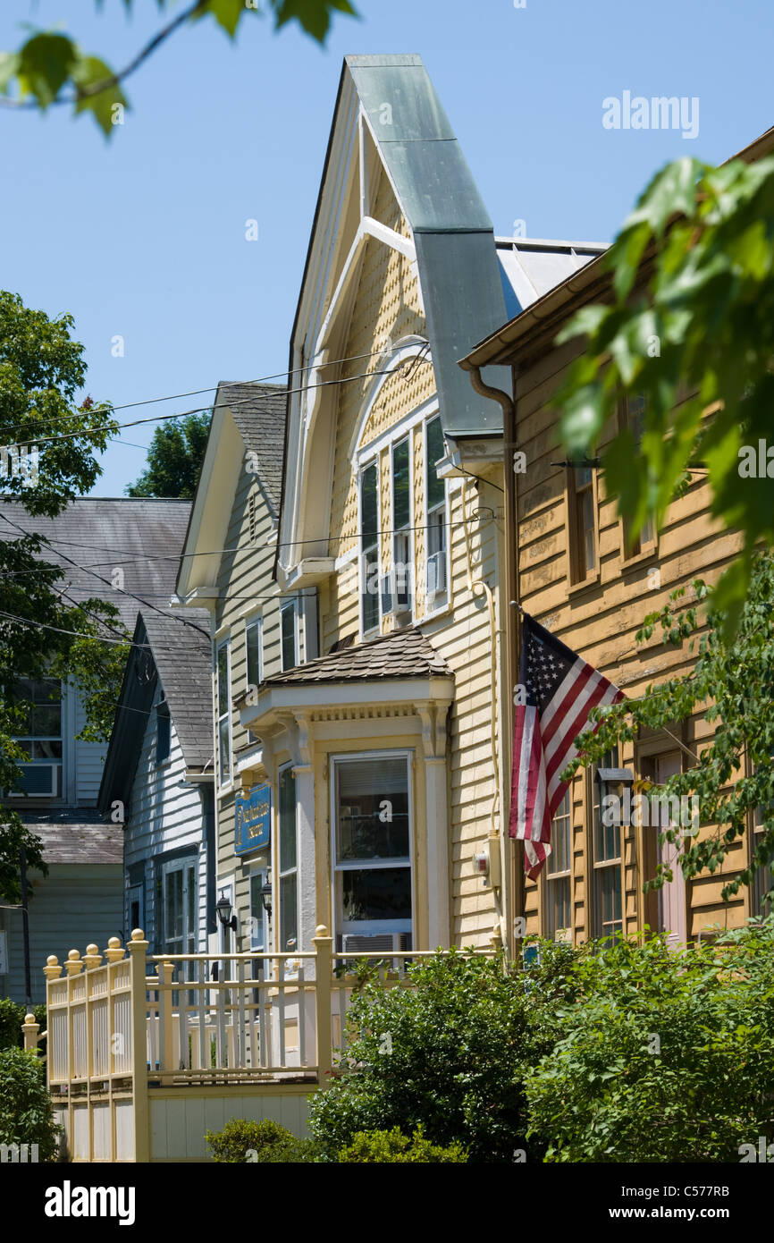 Charming buildings in historic district of Kinderhook, Columbia County, New York State Stock Photo