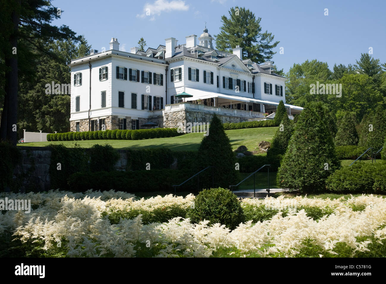 The Mount, Edith Wharton designed mansion, astilbe garden, Lenox, Massachusetts, the Berkshires Stock Photo