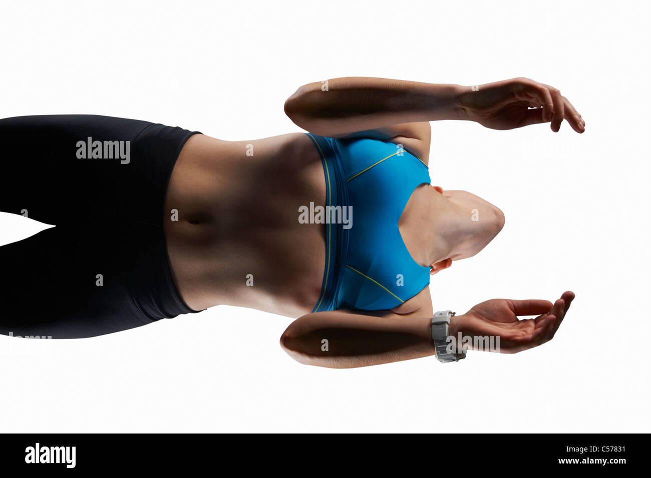 Low angle view of woman exercising Stock Photo
