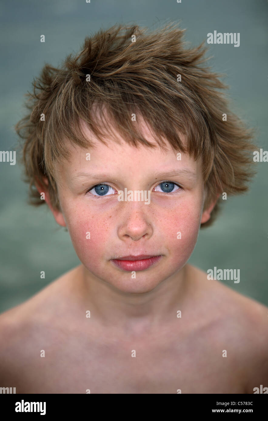 Portrait of a dark haired boy Stock Photo