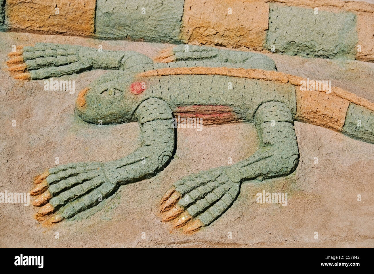 Impressive sand sculpture on the beach adjacent to the Malecon in downtown Puerto Vallarta, Mexico. Stock Photo