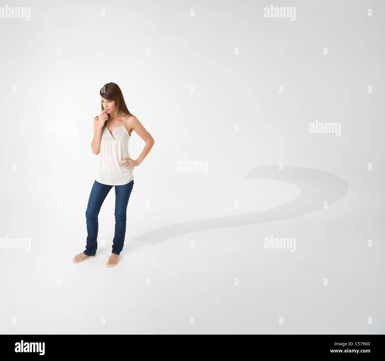Woman Thinking Question Mark High Resolution Stock Photography and ...