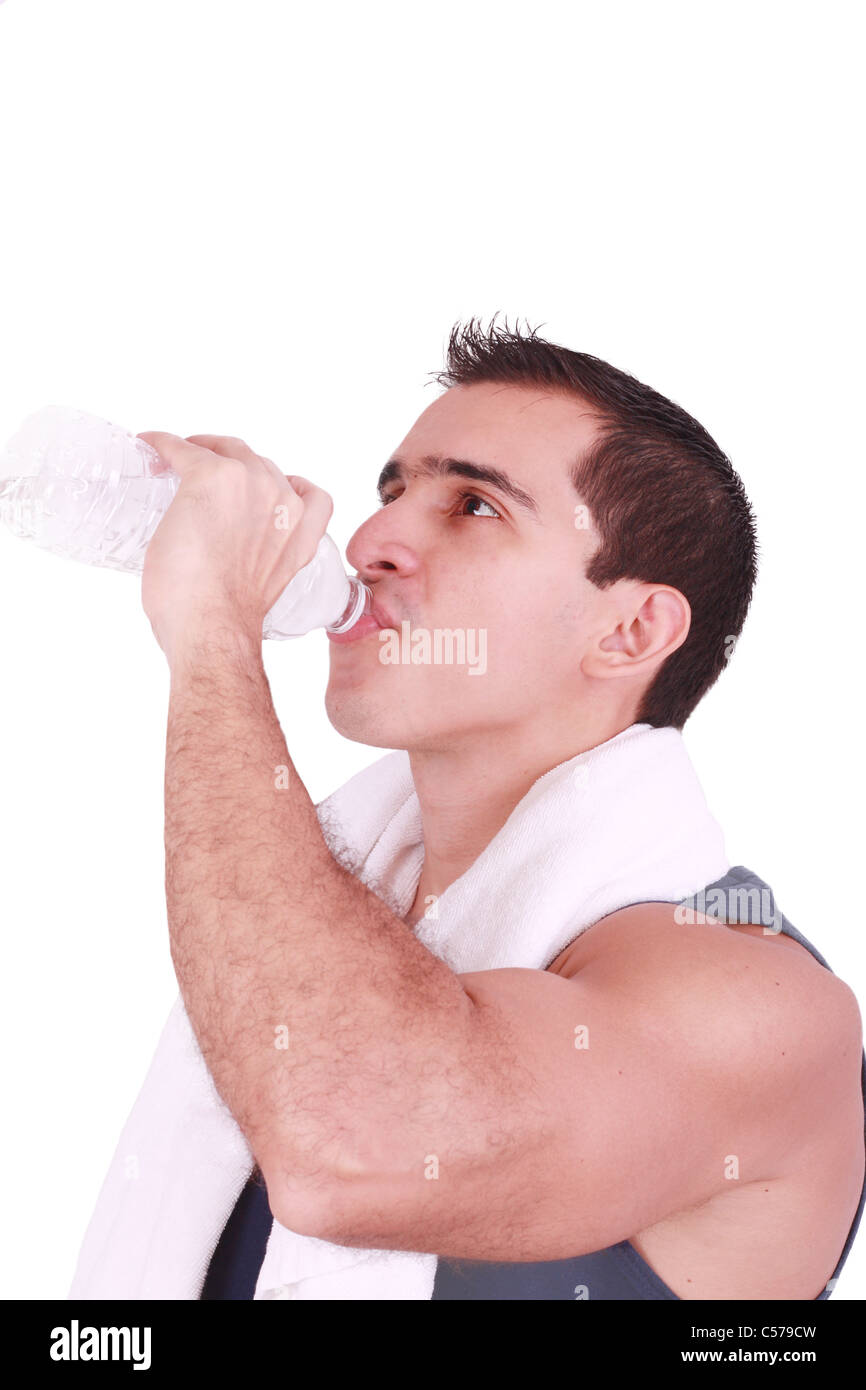 Man drinking water after the gym Stock Photo Alamy