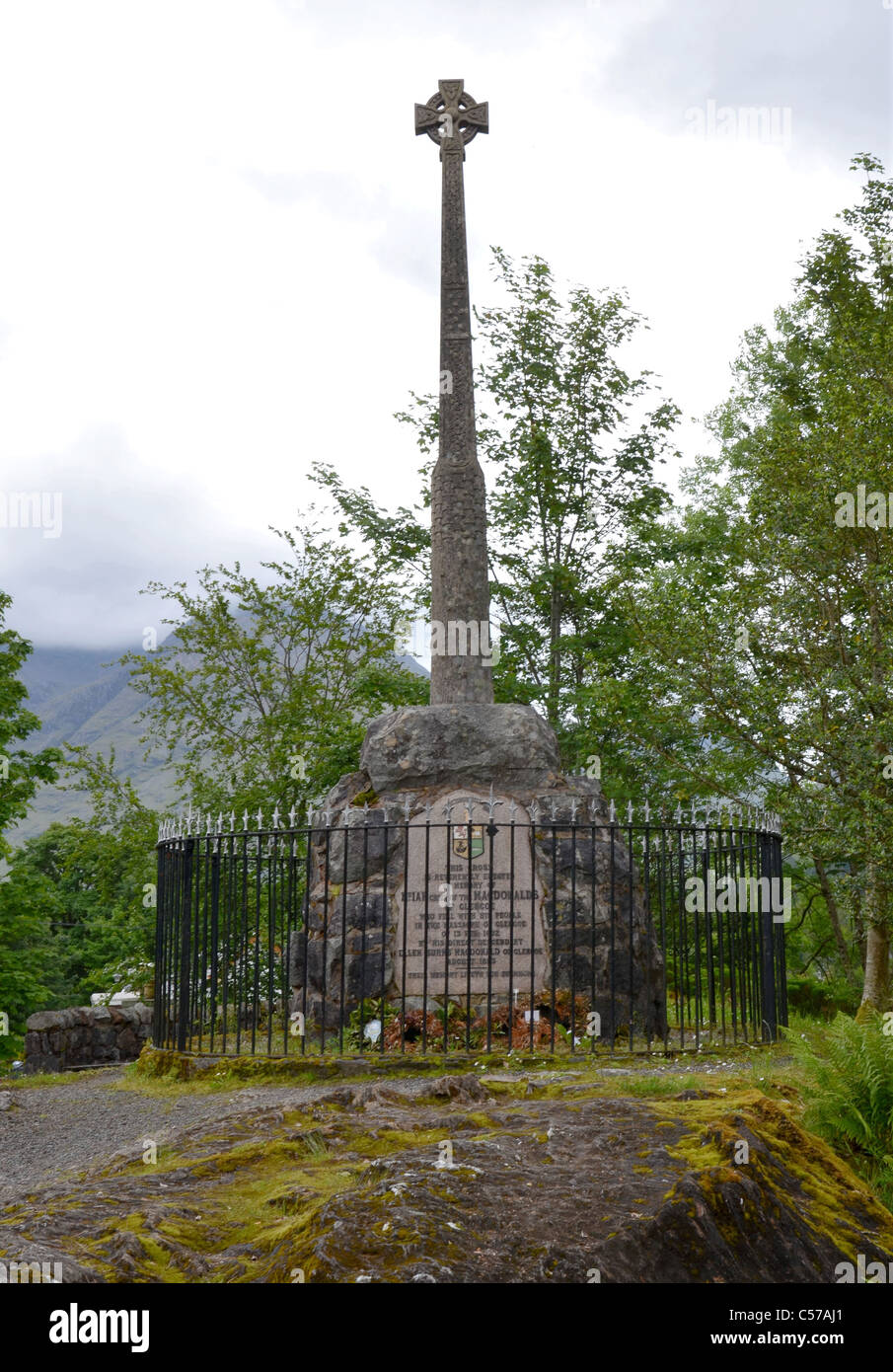 The monument commemorating the Massacre of  the MacDonalds of Glencoe in 1692. Stock Photo