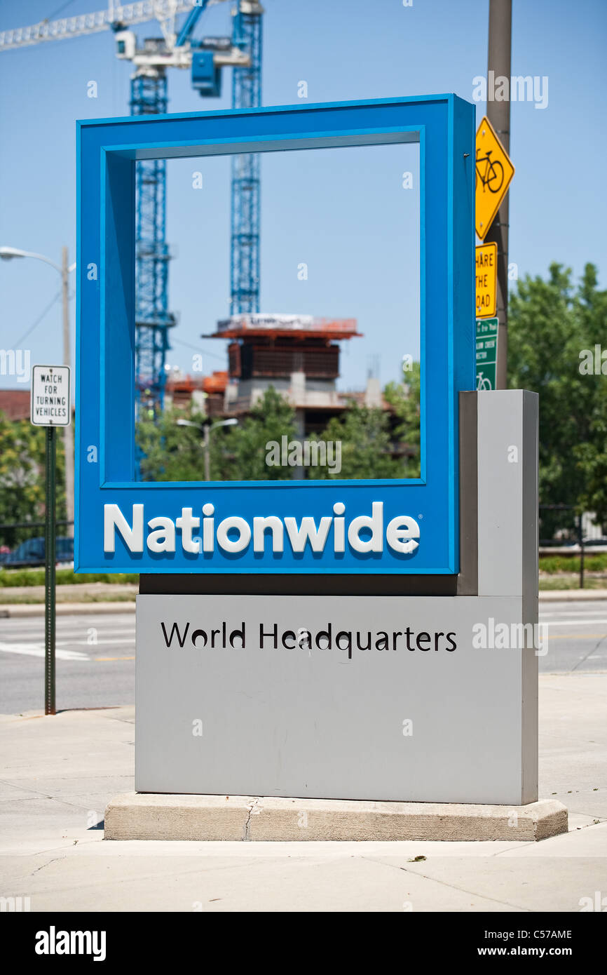 Nationwwide World Headquarters sign located in the Arena District of Columbus Ohio Stock Photo