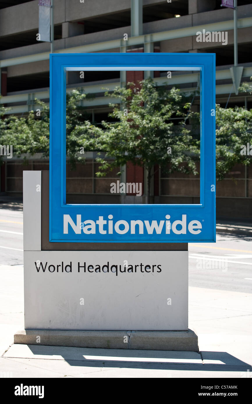 Nationwwide World Headquarters sign located in the Arena District of Columbus Ohio Stock Photo