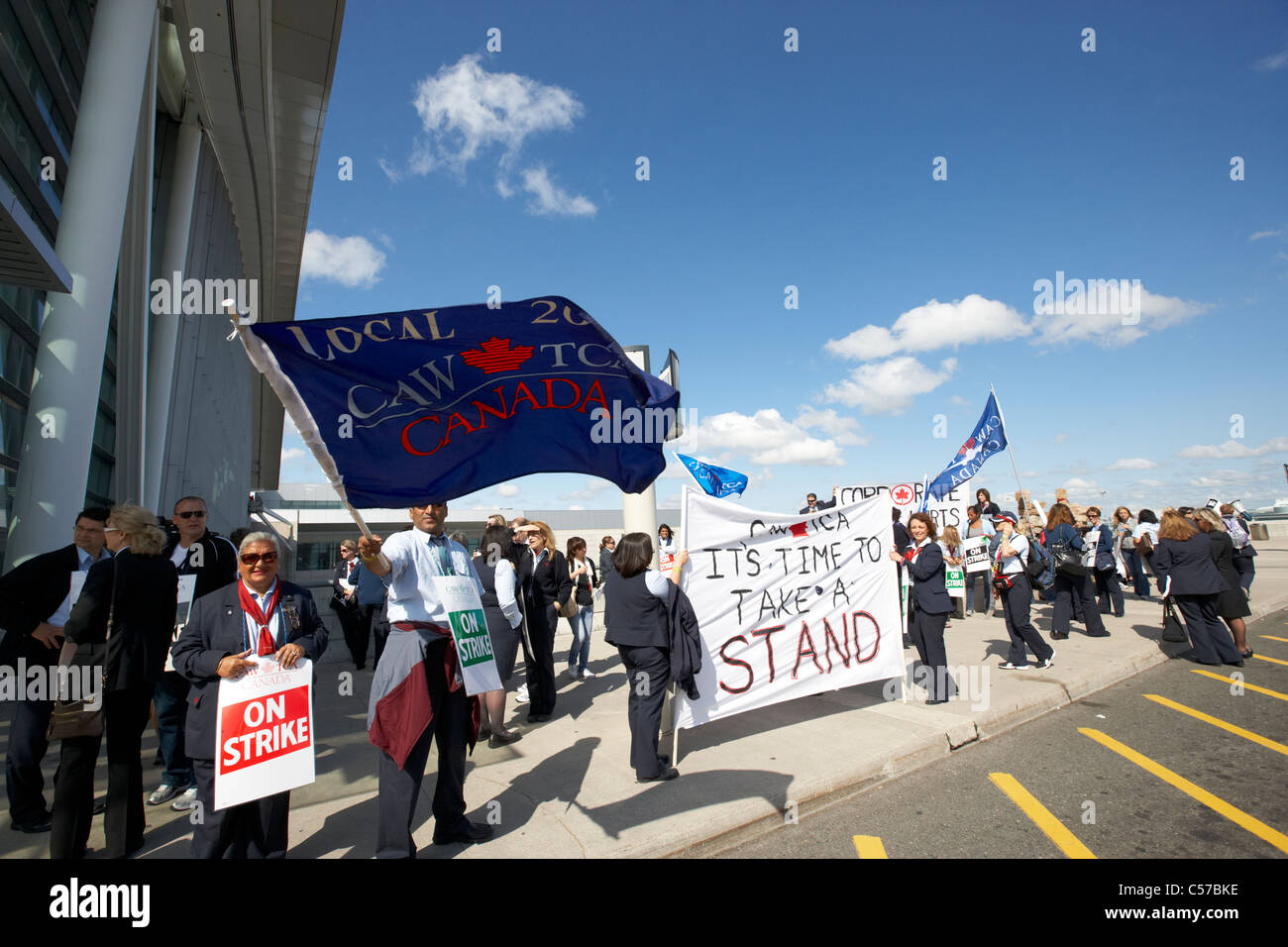 air canada staff on strike picketing Toronto Pearson International Airport Ontario Canada Stock Photo