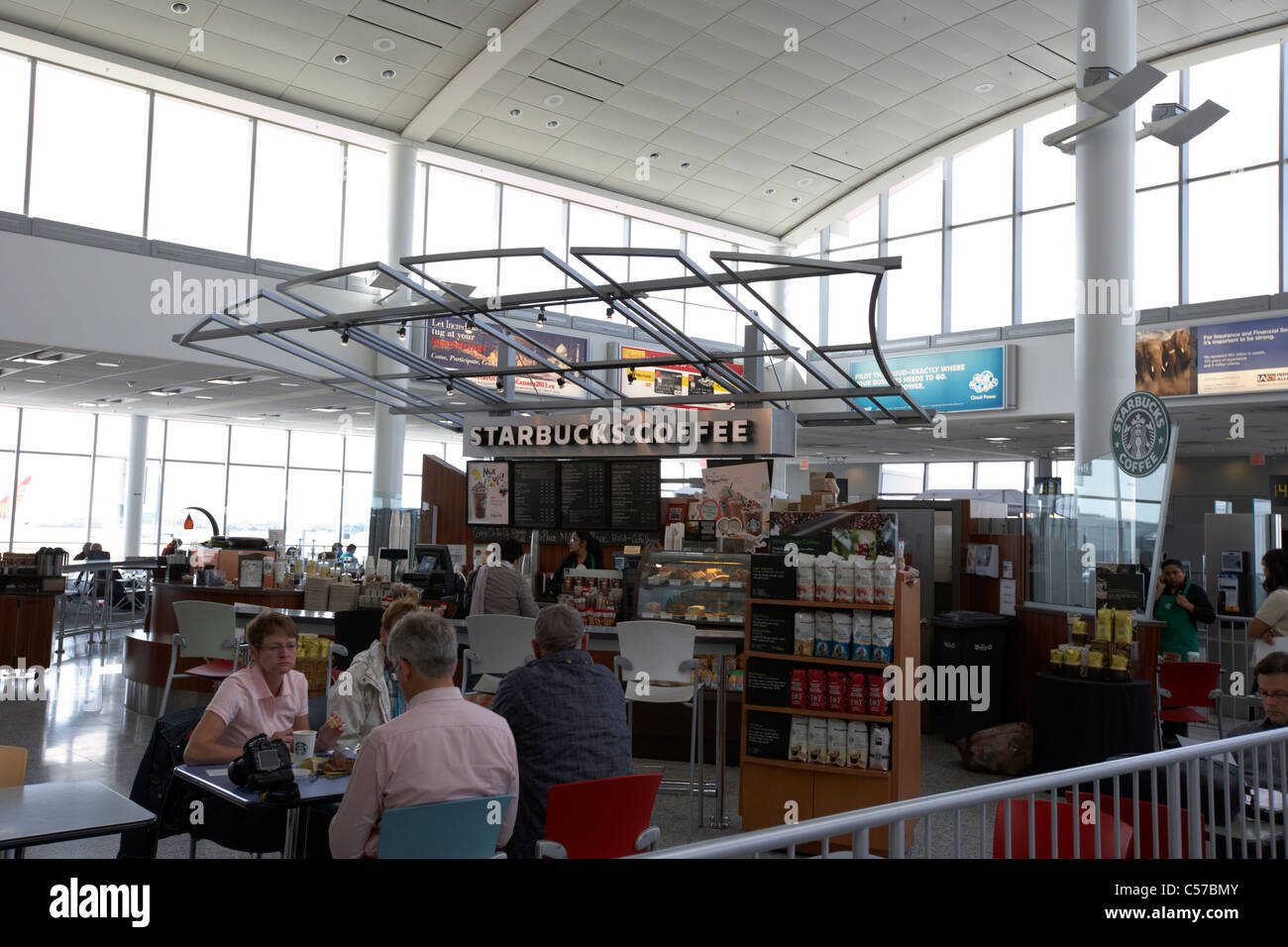 starbucks coffee shop in departure lounge of terminal 1 Toronto Pearson