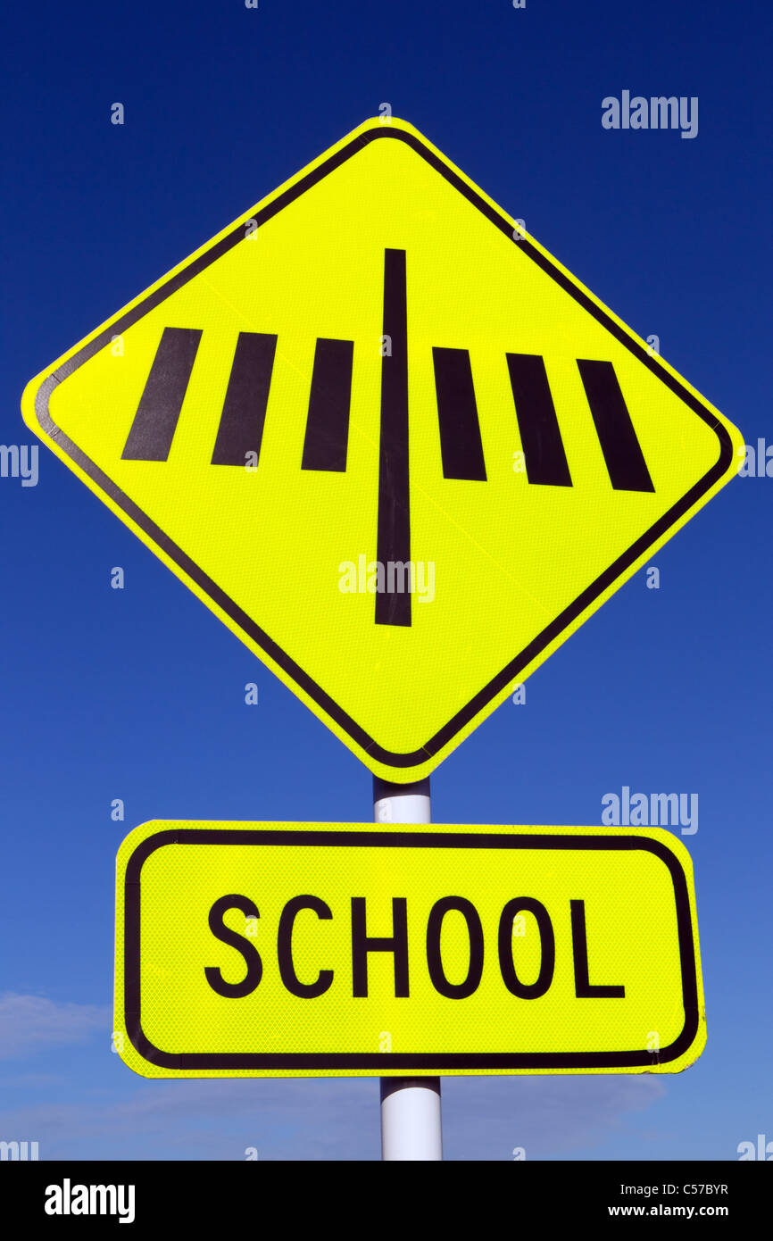 Traffic Sign, School Crossing, Auckland, New Zealand, Monday, July 11, 2011 Stock Photo Alamy