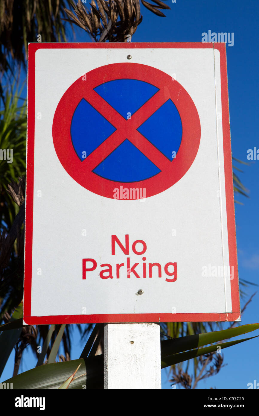 Traffic Sign, No Parking, Auckland, New Zealand, Monday, July 11, 2011. Stock Photo