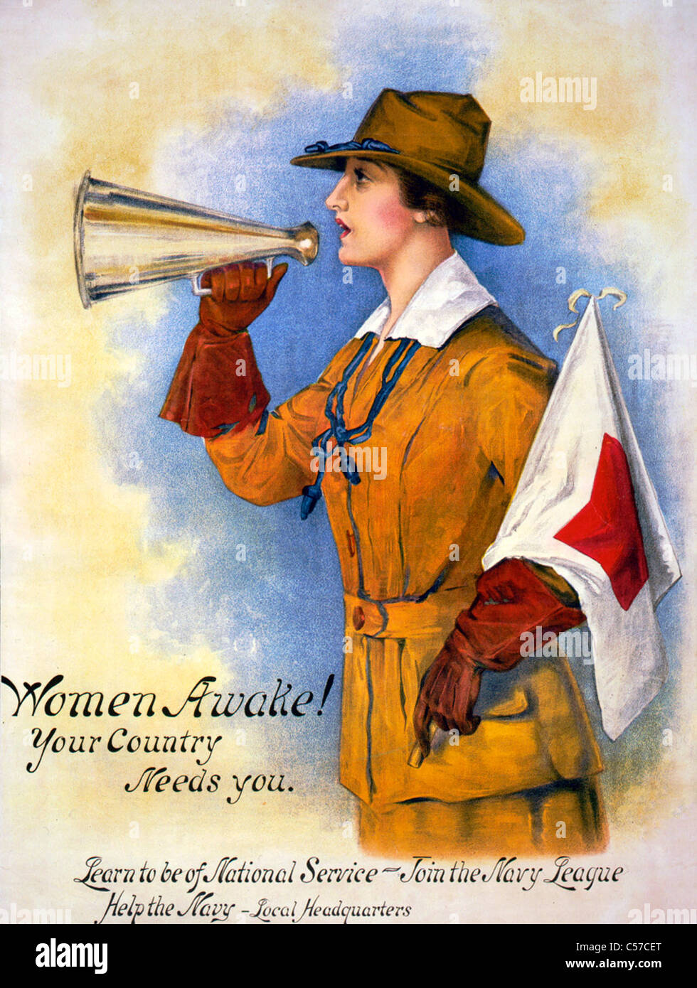 Women awake! Your country needs you Learn to be of national service -join the Navy League Help the Navy - USA World War I Poster Stock Photo