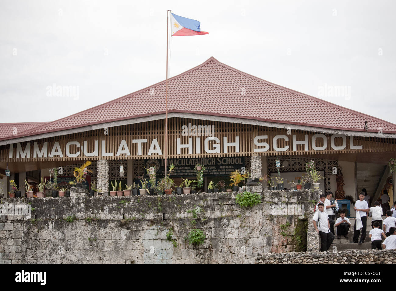 Catholic High School in the Philippines. Stock Photo