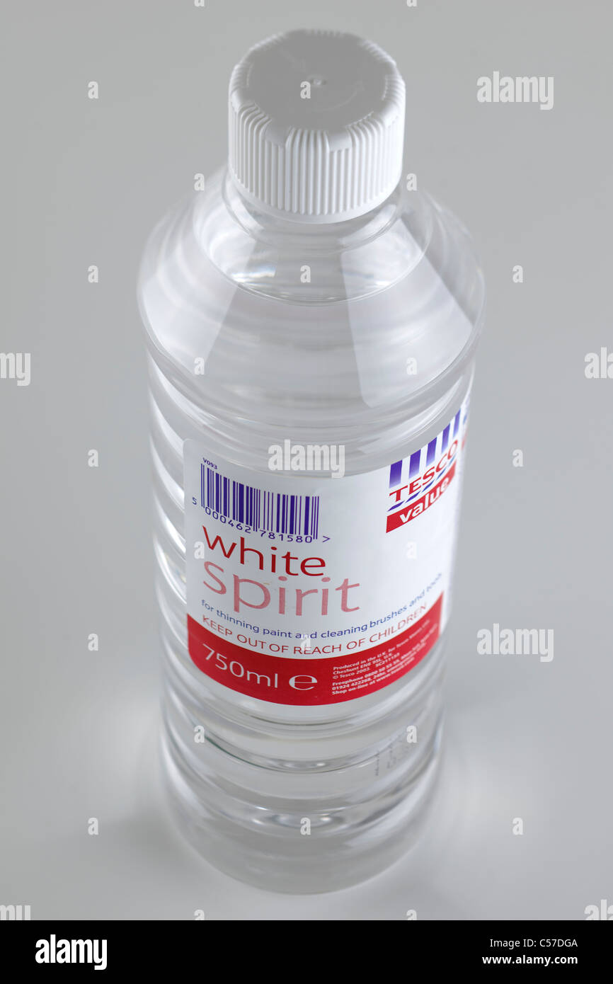 750 ml plastic bottle of tesco value White Spirit Stock Photo