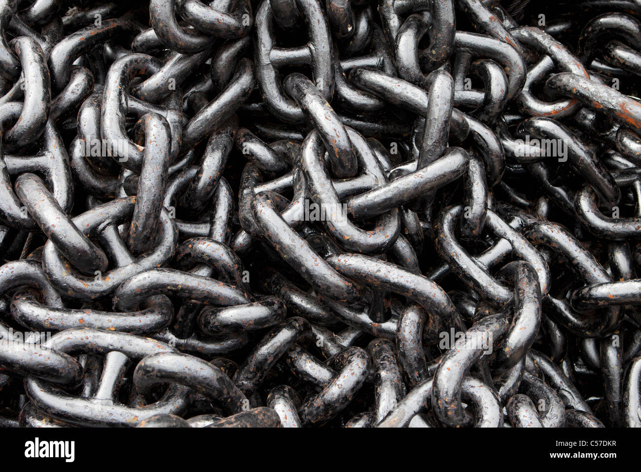 The Netherlands, Rotterdam, Port, Anchor chain of ship. Stock Photo