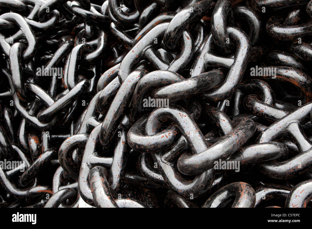 The Netherlands, Rotterdam, Port, Anchor chain of ship. Stock Photo