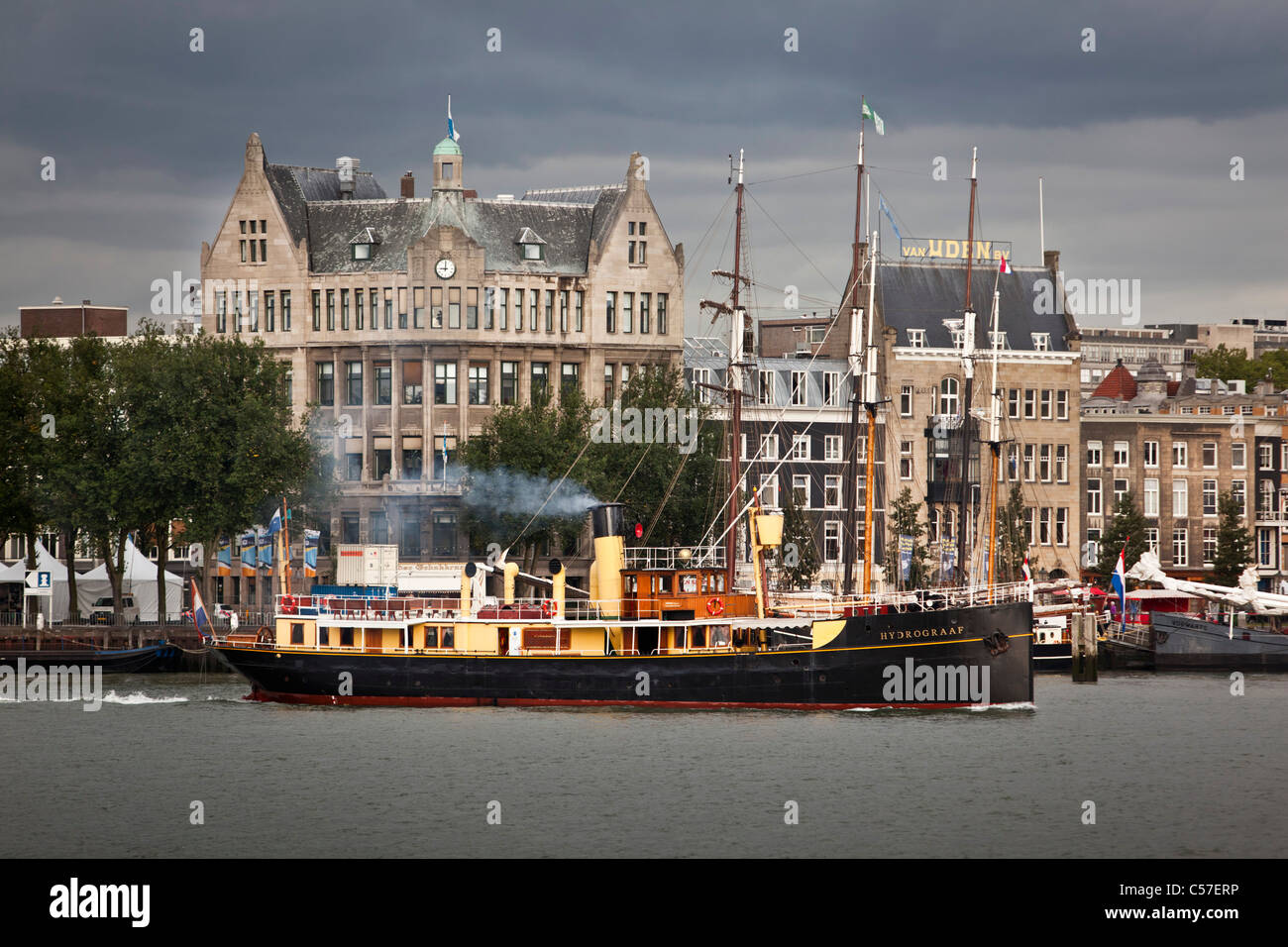 The Netherlands, Rotterdam, Steamboat in city centre. Stock Photo