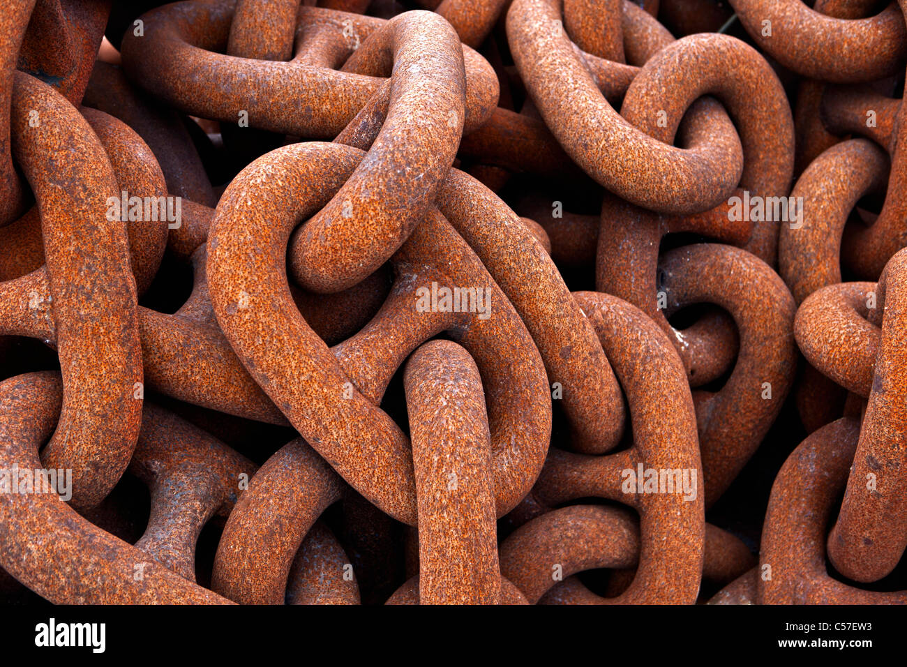 The Netherlands, Rotterdam, Port, Anchor chain of ship. Stock Photo